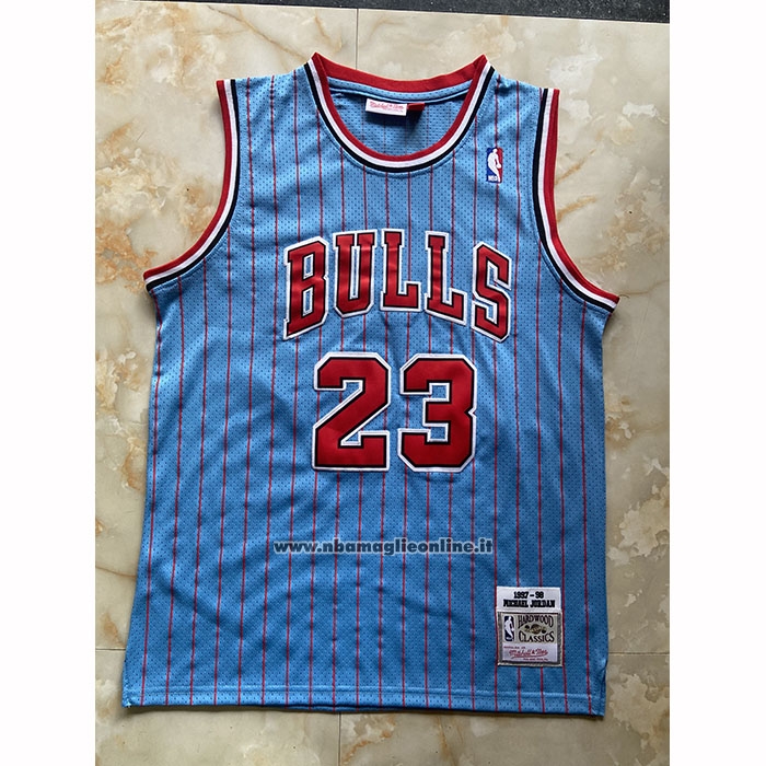 Maglia Chicago Bulls Michael Jordan No 23 Mitchell & Ness 1997-98 Blu3